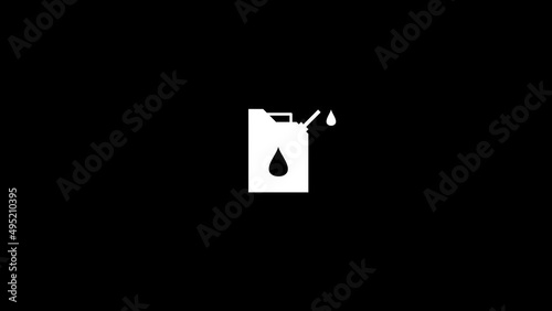 White picture of canister on a black background. canister for transportation of gasoline. Distortion liquid style transition icon for your project. 4K video animation for motion graphics and photo