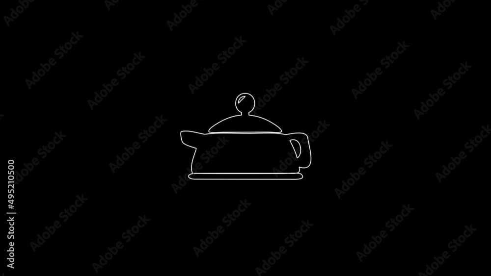 white linear kettle silhouette. the picture appears and disappears on a black background.
white linear kettle silhouette. the picture appears and disappears on a black background.
