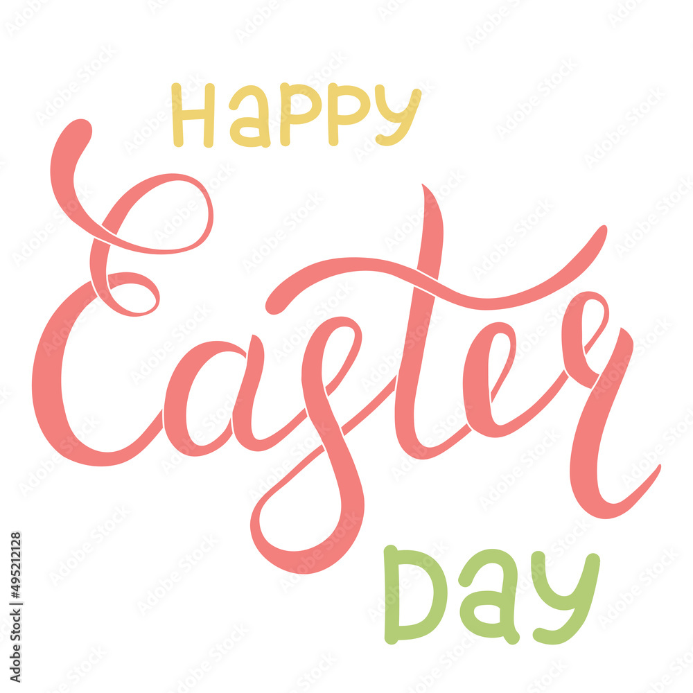 Happy Easter day hand drawn lettering