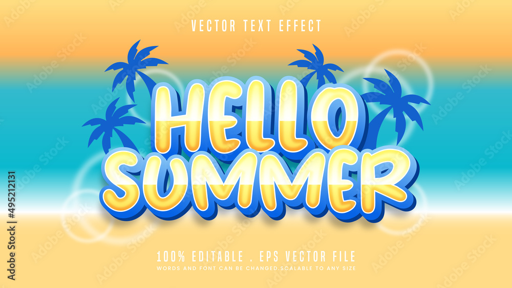 Hello summer editable text effect font style