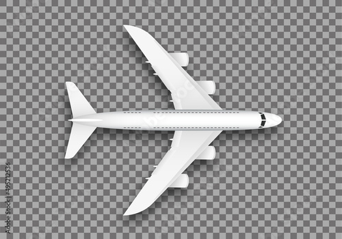 Realistic Airplane isolated on transparent background, vector illustration