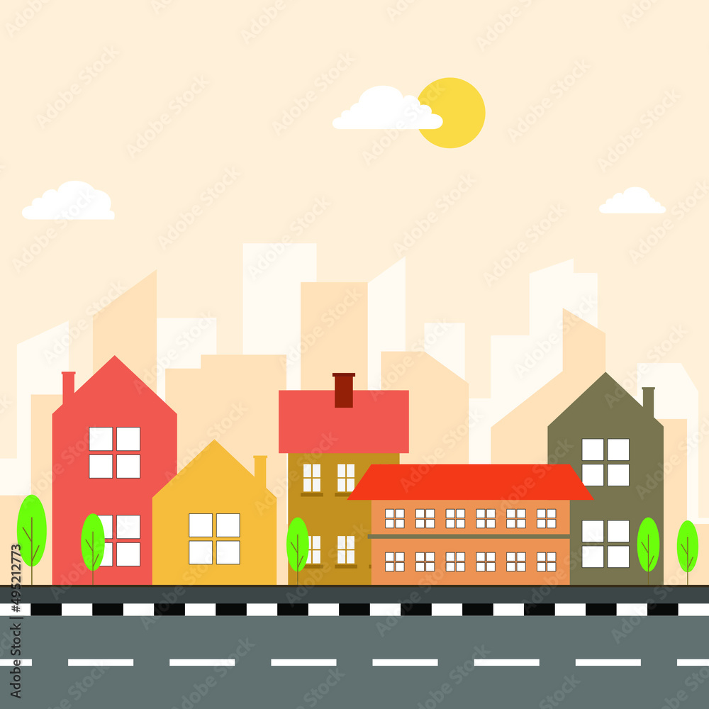 City skyline vector illustration with flat style. urban landscape. City skyline vector illustration with flat style. urban landscape.