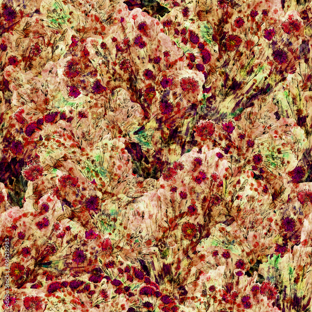 Abstract floral seamless pattern. Design for fabrics, wallpapers, wrapping paper, surfaces. Abstract floral seamless pattern. Design for fabrics, wallpapers, wrapping paper, surfaces.