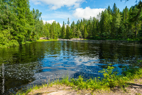 Fototapeta Naklejka Na Ścianę i Meble -  Ruskeala Falls. Wonderful natural park in northern Russia, Republic of Karelia. Not far from the town of Sortavala