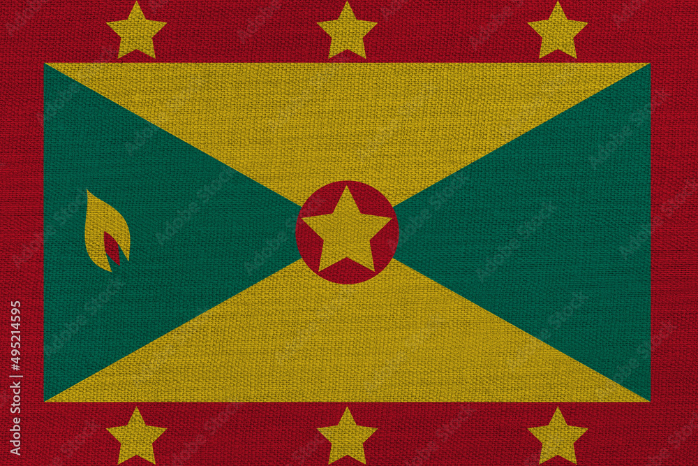 Fototapeta premium Patriotic textile background in colors of national flag. Grenada