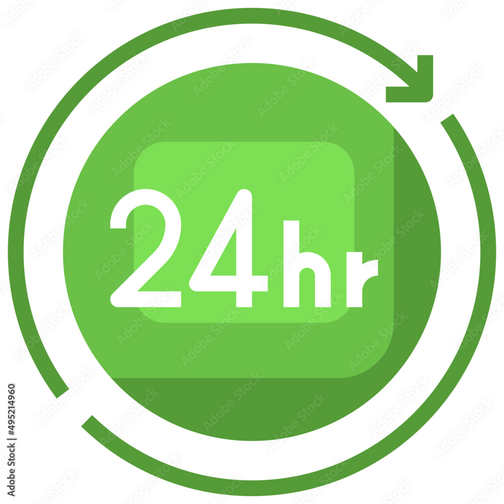 24 HOUR flat icon,linear,outline,graphic,illustration 24 HOUR flat icon,linear,outline,graphic,illustration