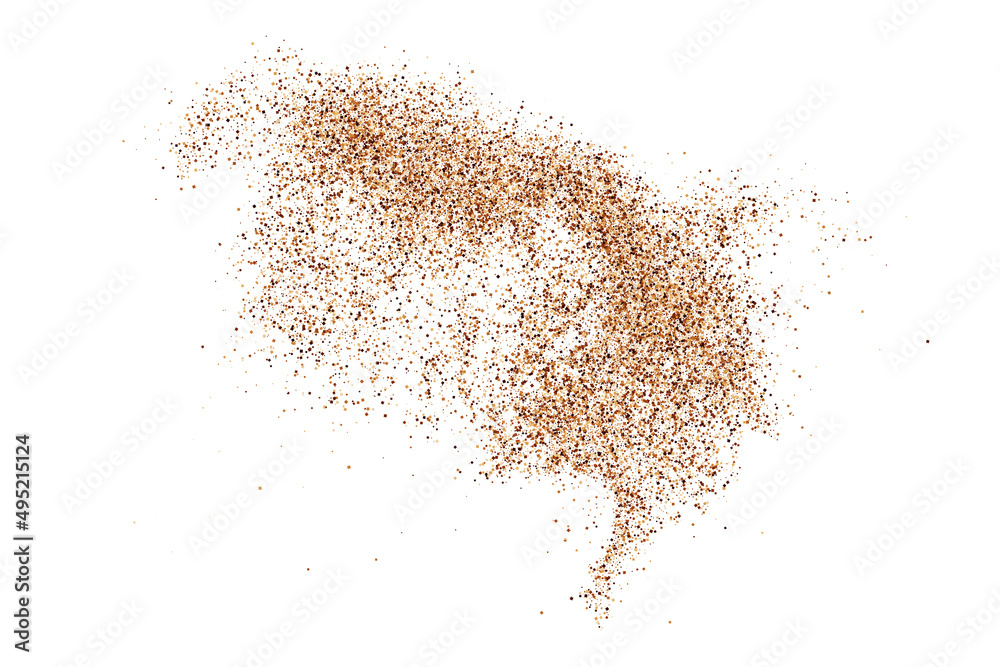 Coffee Color Grain Texture Isolated on White Background. Chocolate Shades Confetti. Brown Particles. Digitally Generated Image. Vector Illustration, EPS 10.