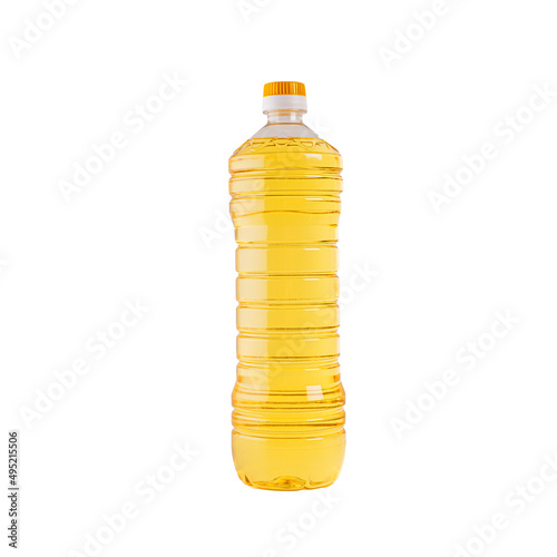plastic bottle with sunflower oil isolated on a white background