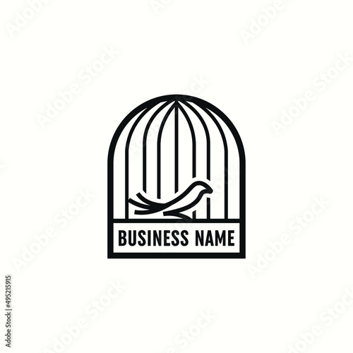 simple bird in cage icon logo vector design template, outline bird cage logo design icon design vector ideas concept with modern, clean and creative styles isolated on white background.