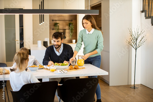 Young mother preparing brea...