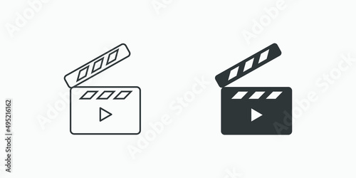 cinema, clapper, film, movie, camera, scene vector icon set symbol