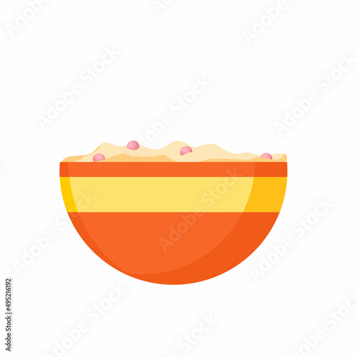 Breakfast. Oatmeal. Vector cartoon illustration