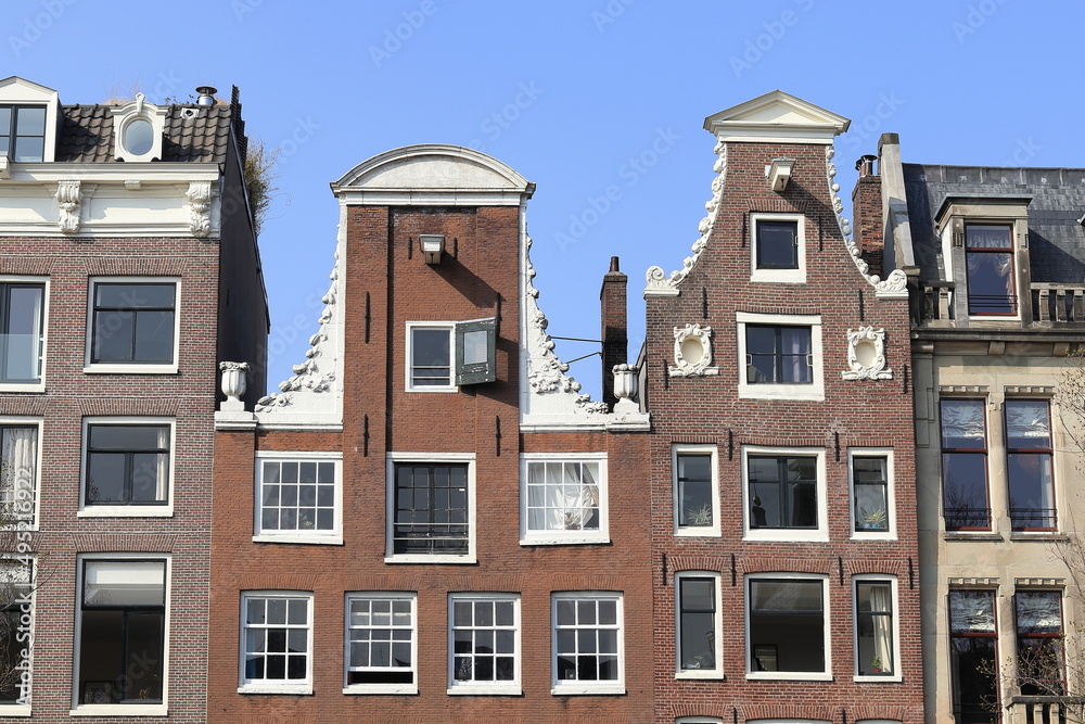 Amsterdam Herengracht Canal Historic House Facades Close Up, Netherlands
