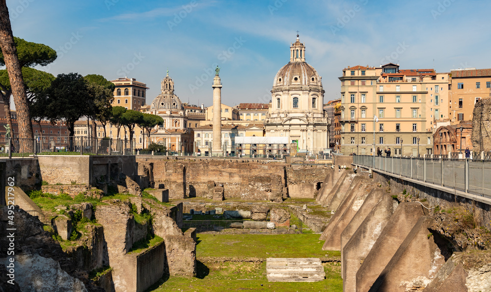Trajan Forum, Trajan's Column and Church of the Most Holy Name of Mary at the Trajan Forum