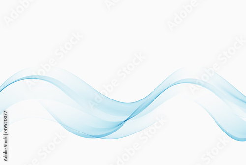Blue wavy lines, abstract wave design element. Smoky flow of blue wave.