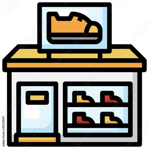 SHOE SHOP filled outline icon,linear,outline,graphic,illustration