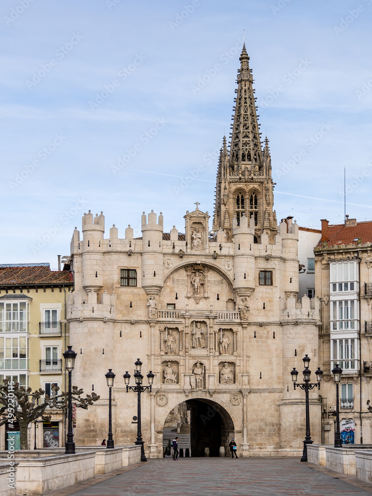 arch of santa maria, one of the old medieval entrance gates to the city in Burgos, Spain