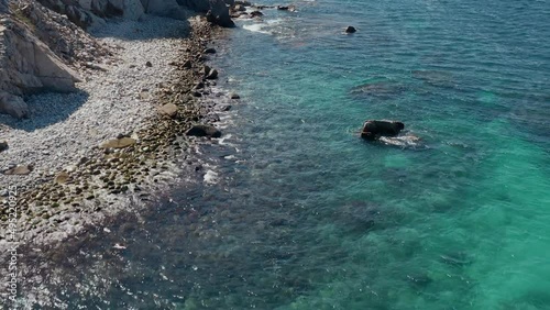 Aerial view of Huatulco National Park in winter time, Pacific Ocean of Mexico