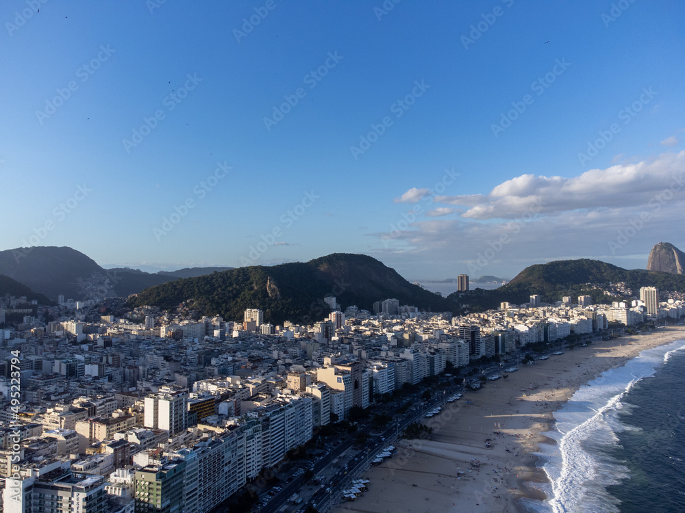 Sunset at Copacabana Beach Boardwalk, Rio de Janeiro, Brazil