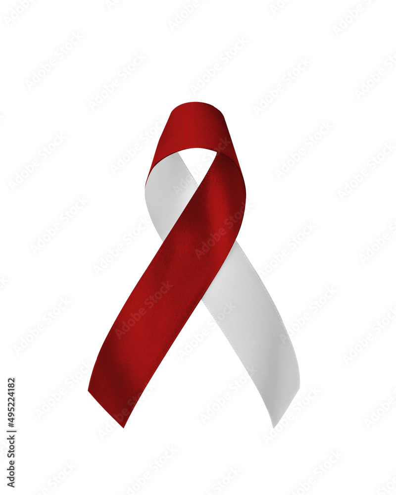 Head and neck cancer awareness with burgundy ivory white color ribbon