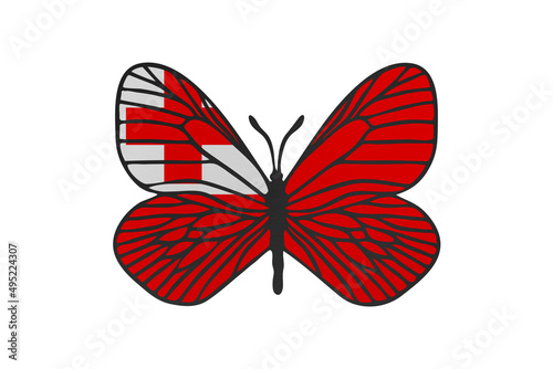 Butterfly wings in color of national flag. Clip art on white background. Tonga