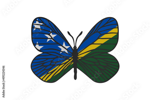 Butterfly wings in color of national flag. Clip art on white background. Solomon Islands