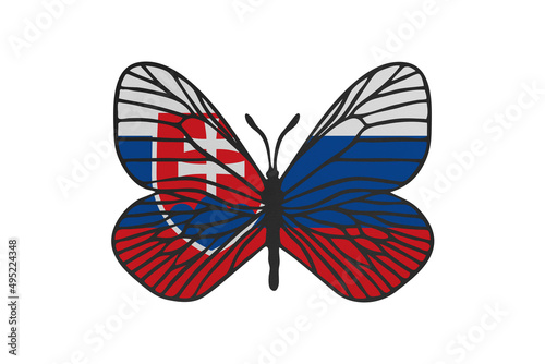 Butterfly wings in color of national flag. Clip art on white background. Slovakia