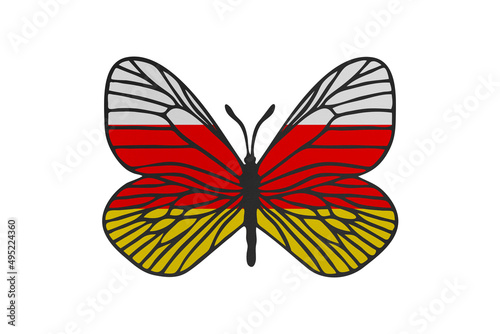 Butterfly wings in color of national flag. Clip art on white background. South Ossetia