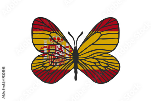 Butterfly wings in color of national flag. Clip art on white background. Spain