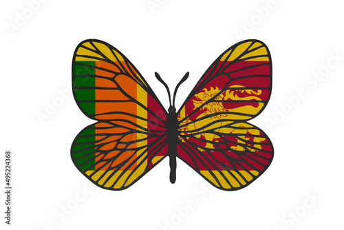 Butterfly wings in color of national flag. Clip art on white background. Sri Lanka