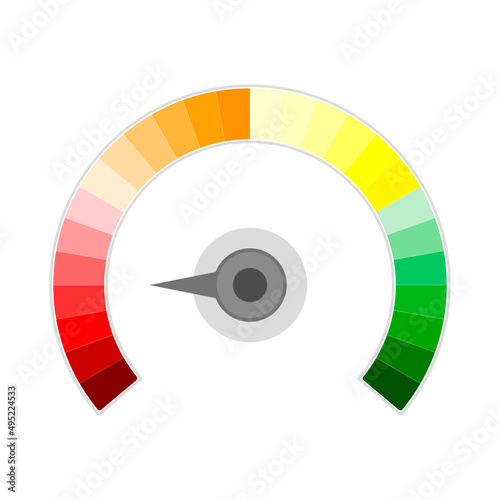 Score credit meter, rate gauge, barometer spectrum and color speedometer