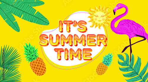 Summertime fun concept design. Summer sale, post template. Design for social media banner, poster, email, newsletter, ad, leaflet, placard, brochure, flyer, web sticker