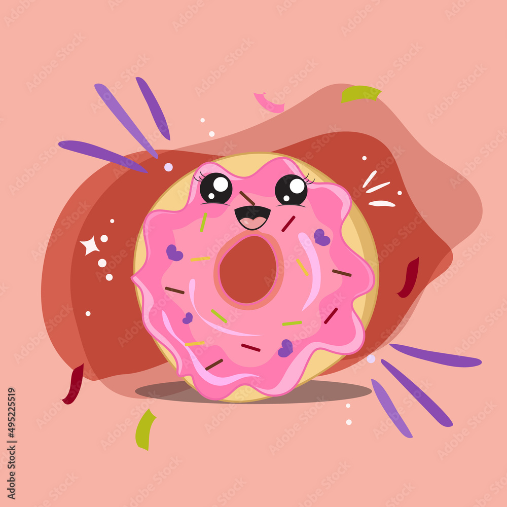 Fototapeta premium cute junk food bakery cartoon illustration