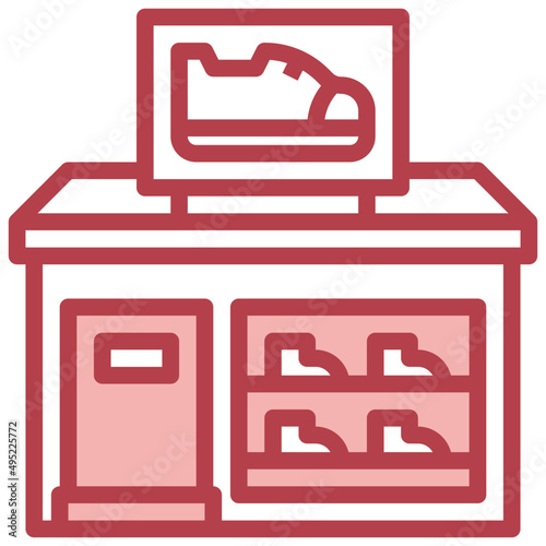 SHOE SHOP red line icon,linear,outline,graphic,illustration