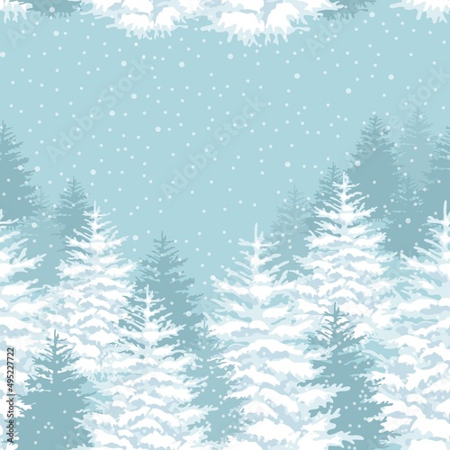 Seamless pattern with a forest. Vector picture
