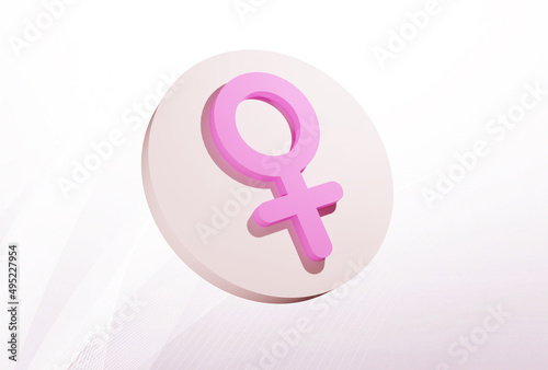 3D beautifully rendered blue female gender symbol. Minimal idea concept, 3D Render