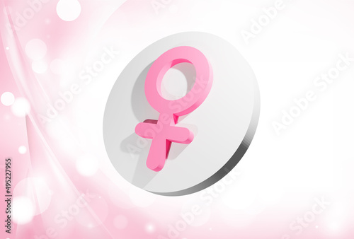 3D beautifully rendered blue female gender symbol. Minimal idea concept, 3D Render