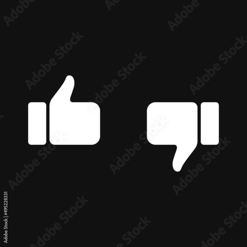 Like and dislike icon on grey background