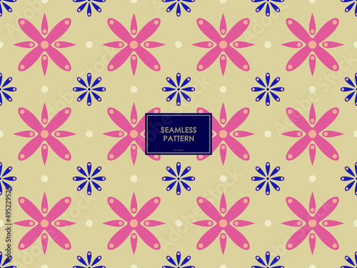 COLORFUL BATIK PATTERN WITH SIMPLE SHAPES. BATIK SEAMLESS PATTERN VECTOR