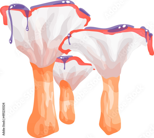 Exotic Magical Mushroom Colored Cartoon Illustration