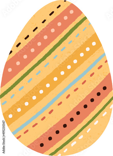 Easter Egg with Striped Ornament Cartoon Illustration