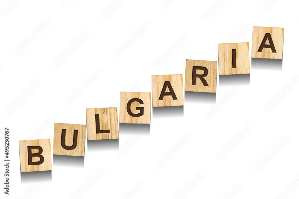 Bulgaria, word on wooden blocks. Isolated on a white background. Bulgaria, word on wooden blocks. Isolated on a white background.