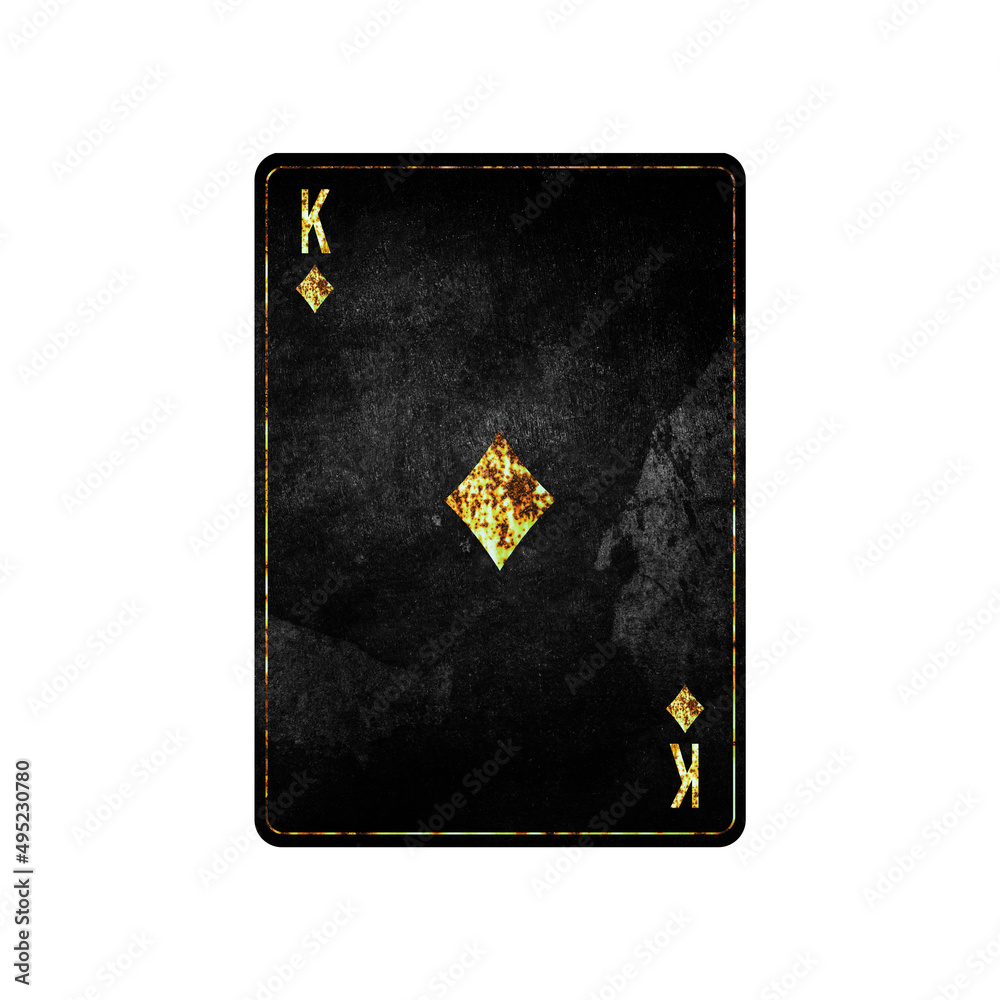 Fototapeta premium King of Diamonds, grunge card isolated on white background. Playing cards. Design element.