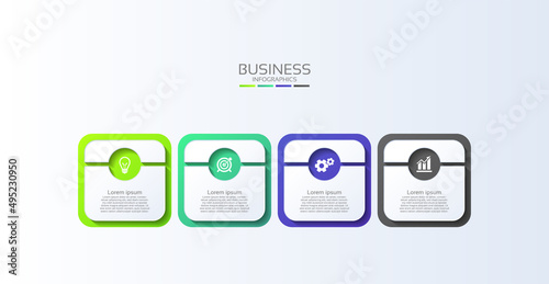 Business infographic design abstract background template colorful with 4 step