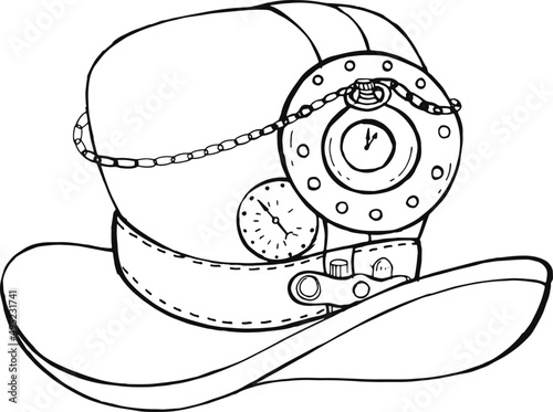 Steampunk Hat Vintage Hand Drawn Illustration