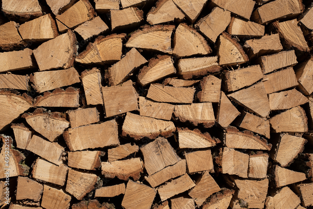 a stack of cut wood in sunlight a stack of cut wood in sunlight