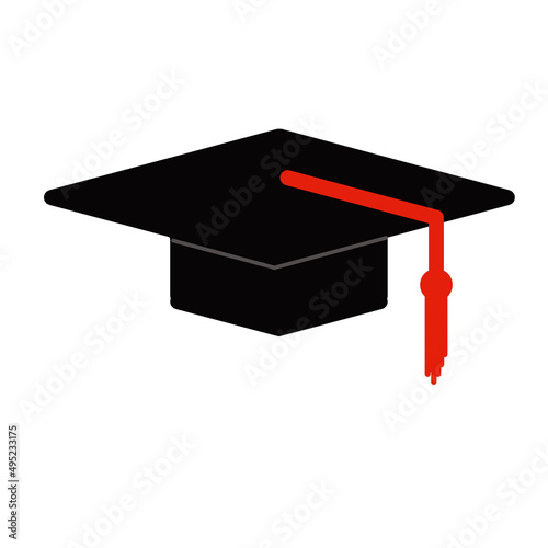 Foto Black graduation cap icon on white background