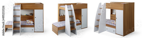 Bild auf Leinwand bunk bed different angle isolated on white background .