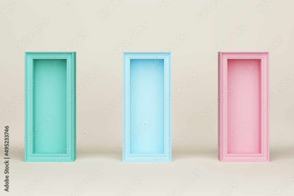 box frame platform and podium soft pink green blue pastel stand product minimal display advertisement cute sweet background kid concept. Place fashion and cosmetic or beauty products. 3D Illustration. box frame platform and podium soft pink green blue pastel stand product minimal display advertisement cute sweet background kid concept. Place fashion and cosmetic or beauty products. 3D Illustration.