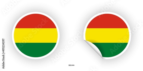 Bolivia sticker flag set in circle shape and circle with peel off at the corner on white background. Free Download Bolivia sticker flag set in circle shape and circle with peel off at the corner on white background. - GFXLoad